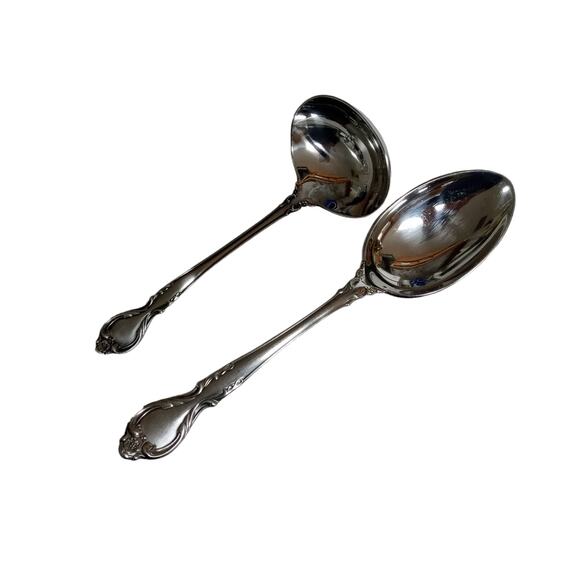 Lyons Queen Fancy Serving Spoon and Gravy Ladle Stainless Steele Vintage 1970s - Picture 16 of 16